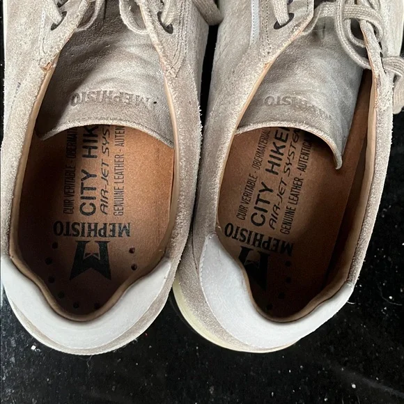 Mephisto Men's Beige Suede Leather Lace-Up Sneakers - Picture 7 of 9